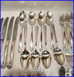 Set Of 63 Rogers STARLIGHT 1950 International Silver Plate Fork Spoon Knife