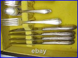 Set Rogers & Bro svc for 12 Inspiration Silver Plate Flatware 78 pcs withBox
