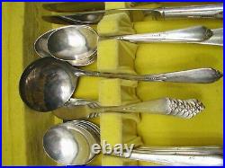 Set Rogers & Bro svc for 12 Inspiration Silver Plate Flatware 78 pcs withBox