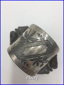 Set X2 Antique Victorian Meriden Rogers Silver Eagle Napkin Ring Holder Engraved