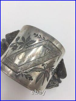 Set X2 Antique Victorian Meriden Rogers Silver Eagle Napkin Ring Holder Engraved
