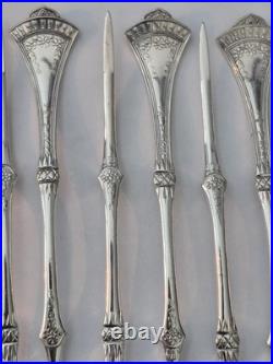 Set of 9 Rogers & Bro Silverplate Solid Nut/Seafood Pick CROWN Pattern Ca. 1885