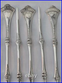 Set of 9 Rogers & Bro Silverplate Solid Nut/Seafood Pick CROWN Pattern Ca. 1885