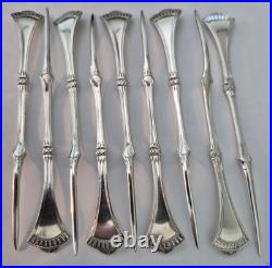 Set of 9 Rogers & Bro Silverplate Solid Nut/Seafood Pick CROWN Pattern Ca. 1885
