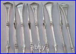 Set of 9 Rogers & Bro Silverplate Solid Nut/Seafood Pick CROWN Pattern Ca. 1885