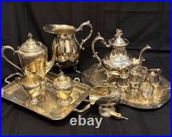 Silver Plate Assorted Lot Teapots Pitchers Creamers Cup Trays Shakers 15lb