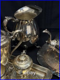 Silver Plate Assorted Lot Teapots Pitchers Creamers Cup Trays Shakers 15lb