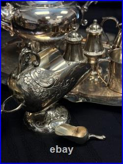 Silver Plate Assorted Lot Teapots Pitchers Creamers Cup Trays Shakers 15lb