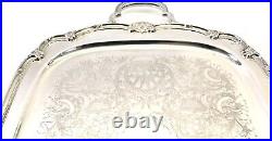 Silver Plate Butler Large Ornate Serving Tray, 1847 Rogers REMEMBERANCE SLV174