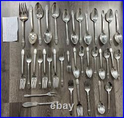Silver Plate FIRST LOVE International 1847 Rogers 37 Pieces Lot Forks Spoons