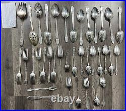 Silver Plate FIRST LOVE International 1847 Rogers 37 Pieces Lot Forks Spoons