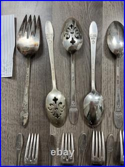 Silver Plate FIRST LOVE International 1847 Rogers 37 Pieces Lot Forks Spoons
