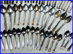 Silver Plate Flatware Lot of 100 + Forks Spoons Knives Stratford Silver Rogers
