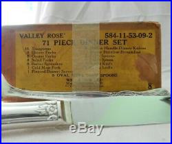 Silver Plate Flatware Set 71 Piece Wm A. Rogers By Oneida Valley Rose 1956