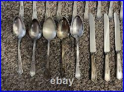 Silver Plate LA TOURAINE 1920 WM Rogers With Monograms 112 PIECES Flatware Pics