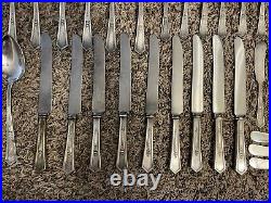 Silver Plate LA TOURAINE 1920 WM Rogers With Monograms 112 PIECES Flatware Pics