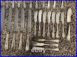 Silver Plate LA TOURAINE 1920 WM Rogers With Monograms 112 PIECES Flatware Pics