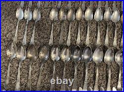 Silver Plate LA TOURAINE 1920 WM Rogers With Monograms 112 PIECES Flatware Pics