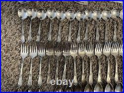 Silver Plate LA TOURAINE 1920 WM Rogers With Monograms 112 PIECES Flatware Pics