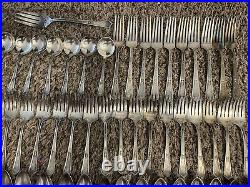 Silver Plate LA TOURAINE 1920 WM Rogers With Monograms 112 PIECES Flatware Pics