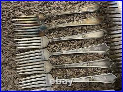 Silver Plate LA TOURAINE 1920 WM Rogers With Monograms 112 PIECES Flatware Pics