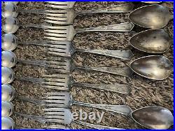 Silver Plate LA TOURAINE 1920 WM Rogers With Monograms 112 PIECES Flatware Pics