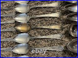 Silver Plate LA TOURAINE 1920 WM Rogers With Monograms 112 PIECES Flatware Pics