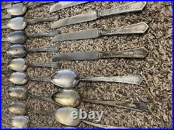 Silver Plate LA TOURAINE 1920 WM Rogers With Monograms 112 PIECES Flatware Pics