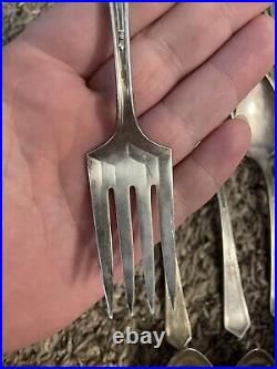 Silver Plate LA TOURAINE 1920 WM Rogers With Monograms 112 PIECES Flatware Pics