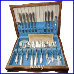 Silver Plate Lufberry Wm Rogers Mfg Co AA IS Flat Ware Chest Svc for 8 54 piece Silver Plate Lufberry Wm Rogers Mfg Co AA IS Flat Ware Chest Svc for 8 54 piece