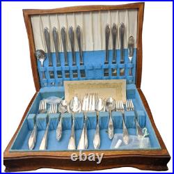 Silver Plate Lufberry Wm Rogers Mfg Co AA IS Flat Ware Chest Svc for 8 54 piece Silver Plate Lufberry Wm Rogers Mfg Co AA IS Flat Ware Chest Svc for 8 54 piece