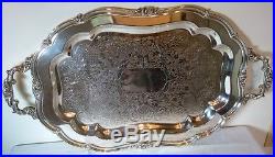 Silver Plate Rect. 28 1/8 By 16 Scallop Engraved Serving Tray By 1881 Rogers