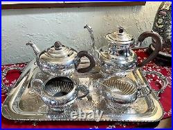Silver Plate Tea Set 5 Pcs By 1881 Rogers Canada Princess Anne & Middleton Tray