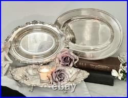Silver Plated Oval Serving Bowls Set 3 Vintage Vegetable Dishes