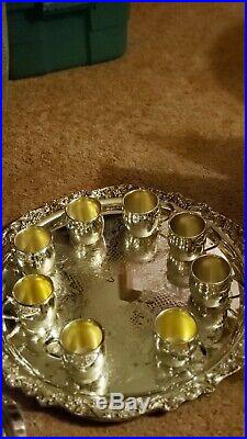 Silver Plated Punch Bowl Set by F. B. Rogers, with 34 cups 24 never used