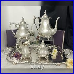 Silver Plated Tea Set Rochelle Rogers Brothers with Oneida Tray 5 piece Tea Set