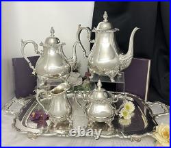 Silver Plated Tea Set Rochelle Rogers Brothers with Oneida Tray 5 piece Tea Set