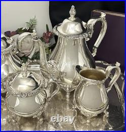 Silver Plated Tea Set Rochelle Rogers Brothers with Oneida Tray 5 piece Tea Set