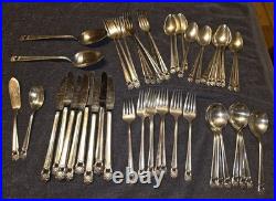 Silver plate 1847 Rogers Bros Eternally Yours 50 Pc Set Butter Knife Sugar Spoon