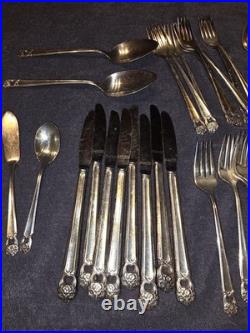 Silver plate 1847 Rogers Bros Eternally Yours 50 Pc Set Butter Knife Sugar Spoon