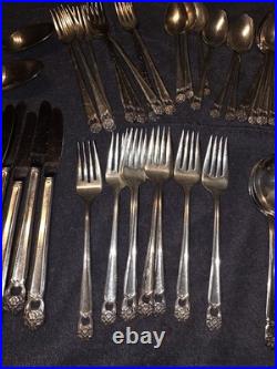 Silver plate 1847 Rogers Bros Eternally Yours 50 Pc Set Butter Knife Sugar Spoon
