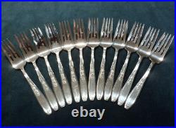 Silverplate Flatware Lot of 12 Ambassador Webbed Dessert Forks 1847 Rogers