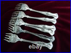 Silverplate Flatware Lot of 6 Design Bowl Salad Forks 1847 Rogers Vintage 1904