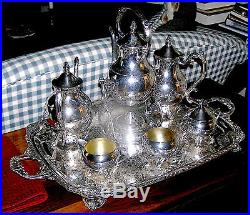 Silverplate Matching Tea Set marked F B Rogers 7 pieces No Mono Exc