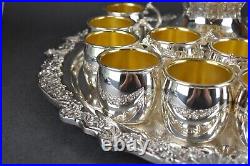 Silverplate Punch Bowl Set Rogers Towle 14 Mule Cups Ladle Tray Large Ornate