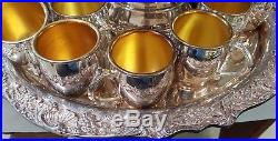 Silverplate Punch Bowl with Tray Ladle & 22 Cups by Towle FB Rogers Vintage