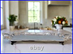Silverplate Tray Victorian Style American Rogers HANDLED & Footed Chased VINTAGE