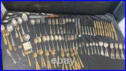 Silverplate flatware and more lot of 91 mixed spoon fork knife Rogers Tudor +