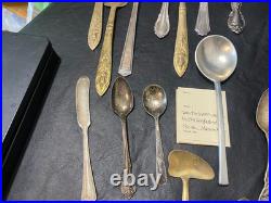 Silverplate flatware and more lot of 91 mixed spoon fork knife Rogers Tudor +