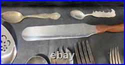 Silverplate flatware and more lot of 91 mixed spoon fork knife Rogers Tudor +